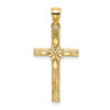 Lex & Lu 14k Yellow Gold Cross w/Flower Charm - Lex & Lu