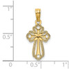 Lex & Lu 14k Yellow Gold Cut-Out Polished and Textured Cross Charm - 3 - Lex & Lu