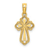 Lex & Lu 14k Yellow Gold Cut-Out Polished and Textured Cross Charm - 4 - Lex & Lu