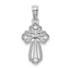 Lex & Lu 14k White Gold Cut-Out Polished and Textured Cross Charm - Lex & Lu