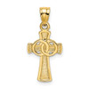 Lex & Lu 14k Yellow Gold Solid Cross w/Eternity Rings Cross Charm - Lex & Lu