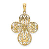 Lex & Lu 14k Yellow Gold Cut-Out w/Rounded Tips Filigree Cross Charm - Lex & Lu