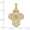 Lex & Lu 14k Yellow Gold Cut-Out w/Rounded Tips Filigree Cross Charm - 3 - Lex & Lu