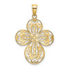 Lex & Lu 14k Yellow Gold Cut-Out w/Rounded Tips Filigree Cross Charm - 4 - Lex & Lu