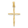 Lex & Lu 14k Yellow Gold D/C with Tapered Ends Cross Charm - Lex & Lu