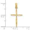 Lex & Lu 14k Yellow Gold D/C with Tapered Ends Cross Charm - 3 - Lex & Lu