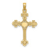 Lex & Lu 14k Yellow Gold Beaded Tip Cross w/Heart Center Charm - Lex & Lu