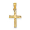 Lex & Lu 14k Yellow Gold Polished Mini Cross w/Heart Charm - Lex & Lu
