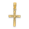 Lex & Lu 14k Yellow Gold Polished and Engraved Mini Cross w/Flower Charm - Lex & Lu