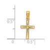 Lex & Lu 14k Yellow Gold Polished and Engraved Mini Cross w/Flower Charm - 3 - Lex & Lu