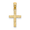 Lex & Lu 14k Yellow Gold Polished and Engraved Mini Cross w/Flower Charm - 4 - Lex & Lu