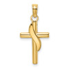 Lex & Lu 14k Yellow Gold Polsihed w/Banner Cross Charm - Lex & Lu