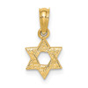 Lex & Lu 14k Yellow Gold Mini Star Of David w/Engraved Swirl Charm - Lex & Lu