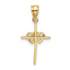 Lex & Lu 14k Yellow Gold Polished Double Hearts On Stick Cross Charm - 4 - Lex & Lu