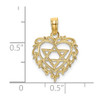 Lex & Lu 14k Yellow Gold Textured Stare of David In HEART Charm - 3 - Lex & Lu