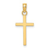 Lex & Lu 14k Yellow Gold 2D and Polished Block Style Stick Cross Charm - Lex & Lu