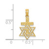 Lex & Lu 14k Yellow Gold Polished and Engraved Star Of David and Cross Charm - 3 - Lex & Lu