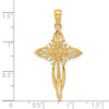 Lex & Lu 14k Yellow Gold Polished and Cut-Out Beaded Cross Charm - 3 - Lex & Lu