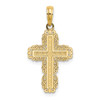 Lex & Lu 14k Yellow Gold Textured w/Lace Trim Cross Charm - Lex & Lu