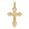 Lex & Lu 14k Yellow Gold Textured and Cut-Out Crucifix w/Spade Tips Charm - 4 - Lex & Lu