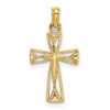 Lex & Lu 14k Yellow Gold Cut-Out Cross w/Triangle Ends Charm - Lex & Lu