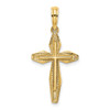 Lex & Lu 14k Yellow Gold Polished and Textured Cross Charm LALK8456 - Lex & Lu