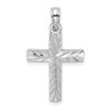 Lex & Lu 14k White Gold D/C Block Cross Charm - Lex & Lu