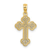 Lex & Lu 14k Yellow Gold Arrow Tip Lace Center Cross Charm - 4 - Lex & Lu