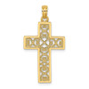 Lex & Lu 14k Yellow Gold Polished Sqaure Cross w/Heart Design Charm - Lex & Lu