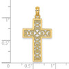 Lex & Lu 14k Yellow Gold Polished Sqaure Cross w/Heart Design Charm - 3 - Lex & Lu