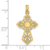 Lex & Lu 14k Yellow Gold Polished and Lace Cross Charm - 3 - Lex & Lu