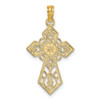 Lex & Lu 14k Yellow Gold Polished and Lace Cross Charm - 4 - Lex & Lu