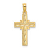 Lex & Lu 14k Yellow Gold D/C Etched Cross Charm - Lex & Lu