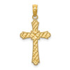 Lex & Lu 14k Yellow Gold D/C Marquis Shape Cross Charm - Lex & Lu