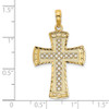 Lex & Lu 14k Yellow Gold D/C w/Satin Edge Latice Cross Charm - 3 - Lex & Lu