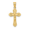 Lex & Lu 14k Yellow Gold w/Textured Scalloped Edge Crucifix Charm - Lex & Lu