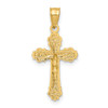 Lex & Lu 14k Yellow Gold w/Textured Scalloped Edge Crucifix Charm - 4 - Lex & Lu