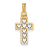 Lex & Lu 14k Yellow Gold Cut-Out Heart Design Cross Charm - Lex & Lu