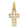 Lex & Lu 14k Yellow Gold Cut-Out Heart Design Cross Charm - 4 - Lex & Lu