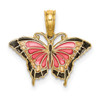 Lex & Lu 14k Yellow Gold Small Stained Glass Pink Butterfly Charm - Lex & Lu
