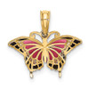 Lex & Lu 14k Yellow Gold Small Stained Glass Pink Butterfly Charm - 4 - Lex & Lu