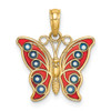 Lex & Lu 14k Yellow Gold w/Red and Blue Stained Glass Filigree Butterfly Charm - Lex & Lu