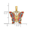 Lex & Lu 14k Yellow Gold w/Red and Blue Stained Glass Filigree Butterfly Charm - 3 - Lex & Lu