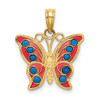 Lex & Lu 14k Yellow Gold w/Red and Blue Stained Glass Filigree Butterfly Charm - 4 - Lex & Lu