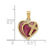 Lex & Lu 14k Yellow Gold w/Purple Stained Glass Cross Heart Charm - 3 - Lex & Lu