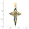 Lex & Lu 14k Yellow Gold Blue and Red Stained Glass Cross Charm - 3 - Lex & Lu