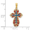 Lex & Lu 14k Yellow Gold w/Blue and Red Stained Glass Cross Charm - 3 - Lex & Lu