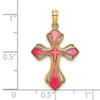 Lex & Lu 14k Yellow Gold Pink and Purple Stained Glass Cross Charm - 3 - Lex & Lu