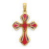 Lex & Lu 14k Yellow Gold Pink and Purple Stained Glass Cross Charm - 4 - Lex & Lu