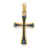 Lex & Lu 14k Yellow Gold Blue Stained Glass Tapered Cross Charm - Lex & Lu